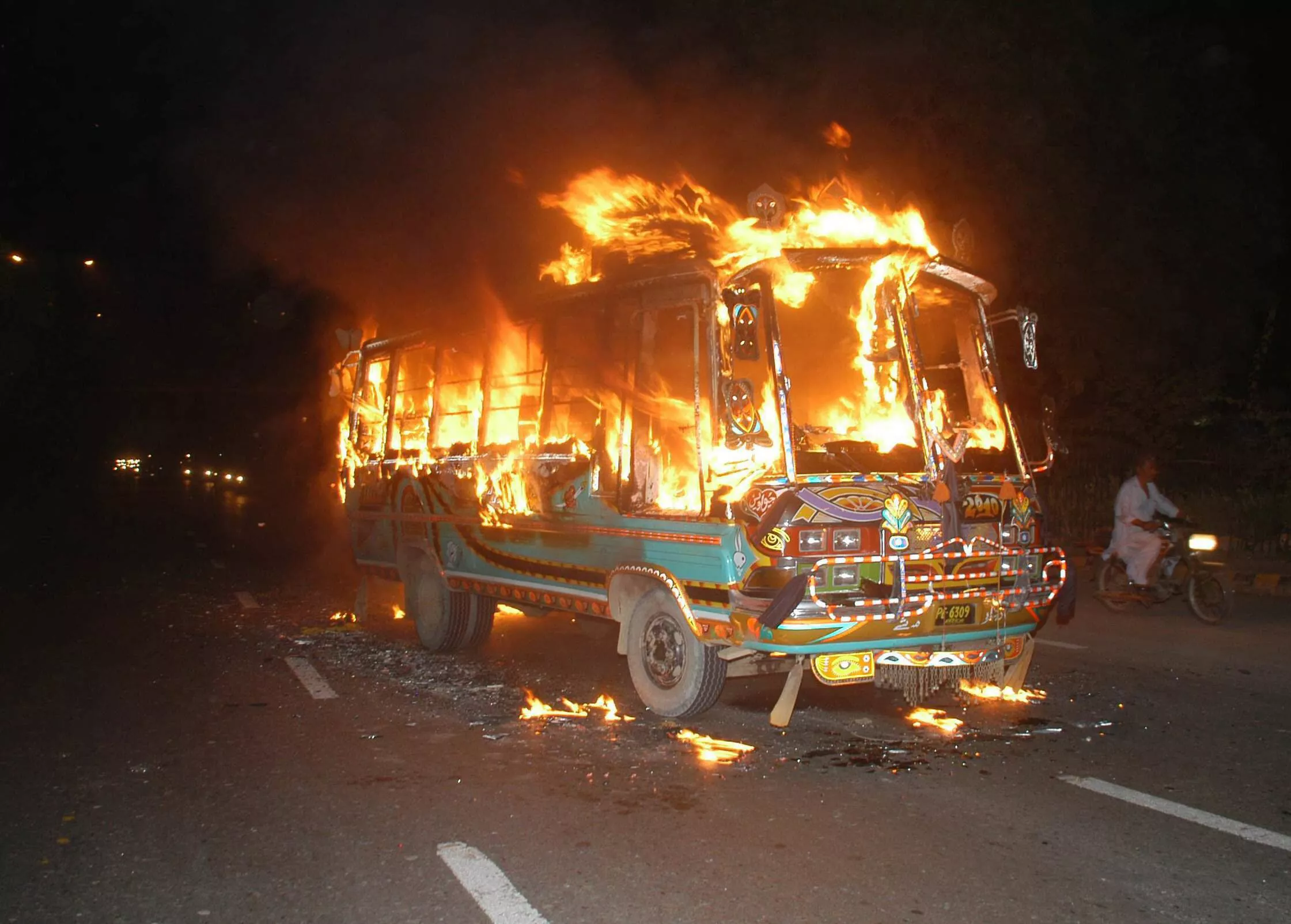 up in flames 12 coaches and minibuses were torched in the year 2013 that is three times less than 2012 according to karachi transport ittehad photo mohammad noman express file up in flames 12 coaches and minibuses were torched in the year 2013 that is three times less than 2012 according to karachi transport ittehad photo mohammad noman express file
