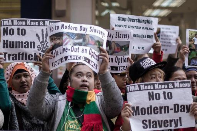 protest against abuse of indonesian domestic helper in hong king photo afp