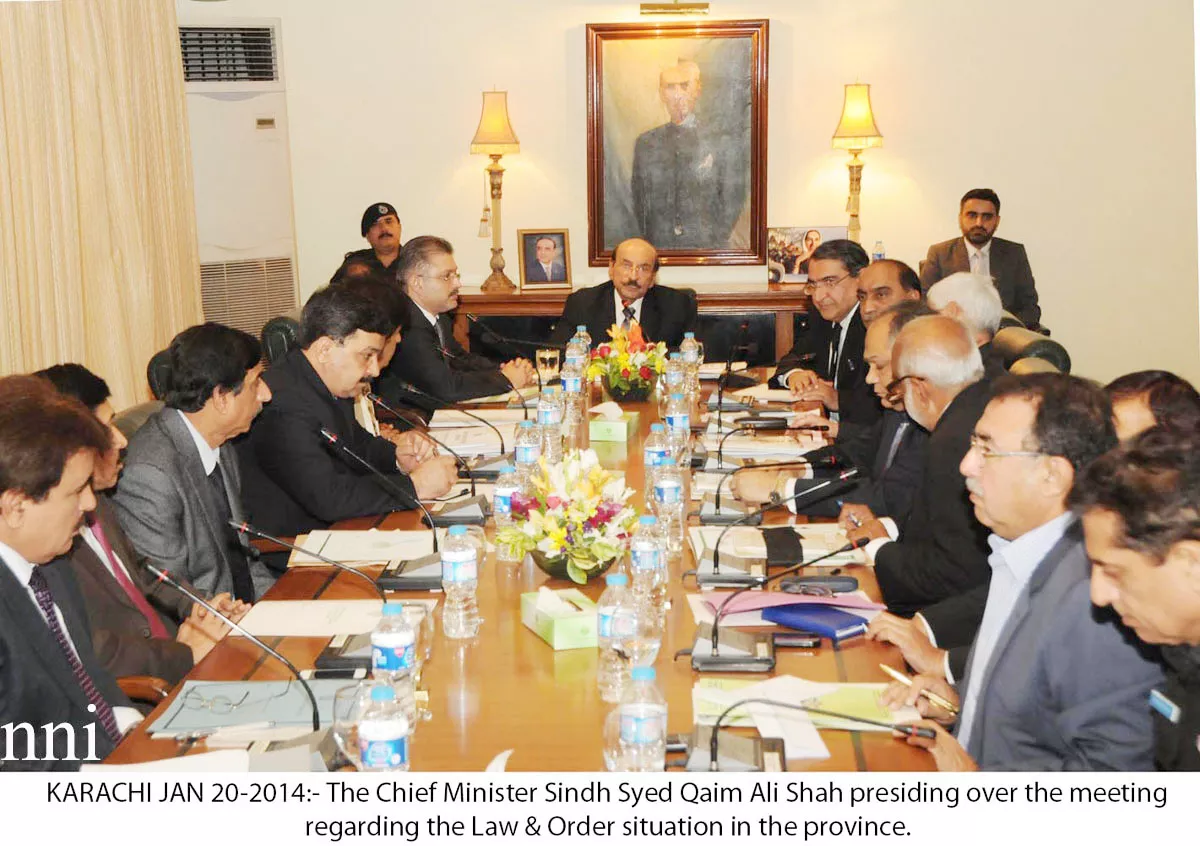 sindh chief minister qaim ali shah c chairs a meeting on law and order on monday photo nni sindh chief minister qaim ali shah c chairs a meeting on law and order on monday photo nni