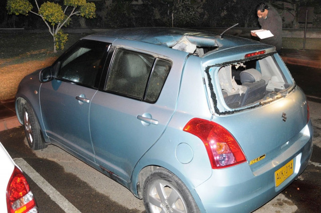 the car in which wajahat naqvi was traveling when he was attacked photo mohammad noman express the car in which wajahat naqvi was traveling when he was attacked photo mohammad noman express