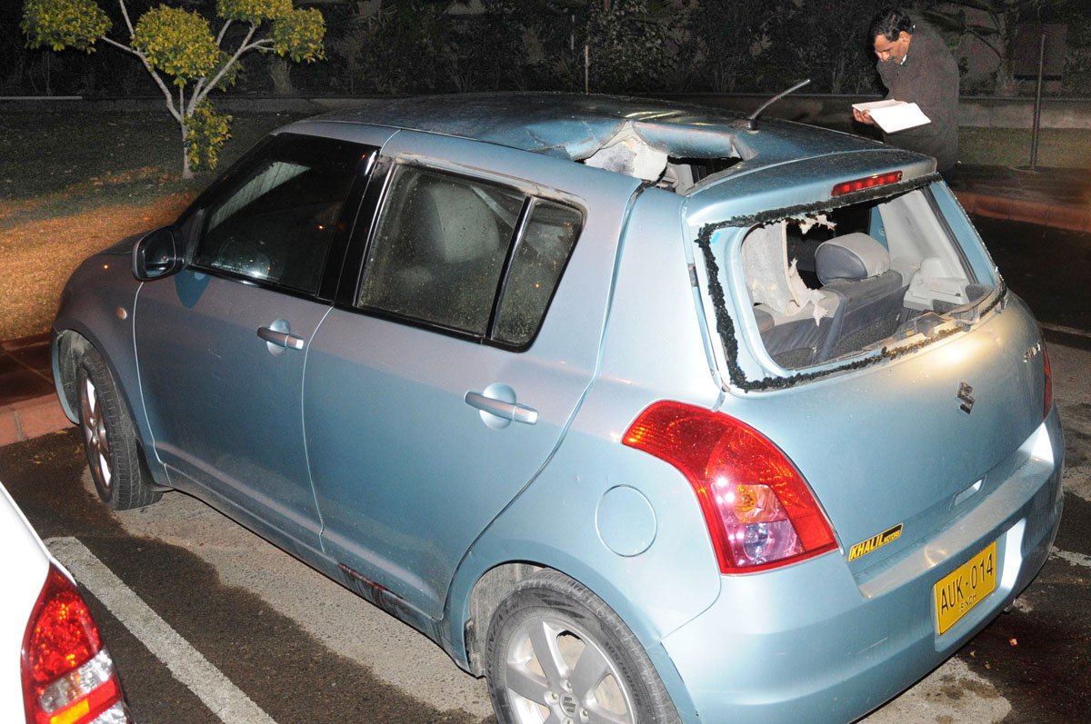 the car in which wajahat naqvi was traveling when he was attacked photo mohammad noman express