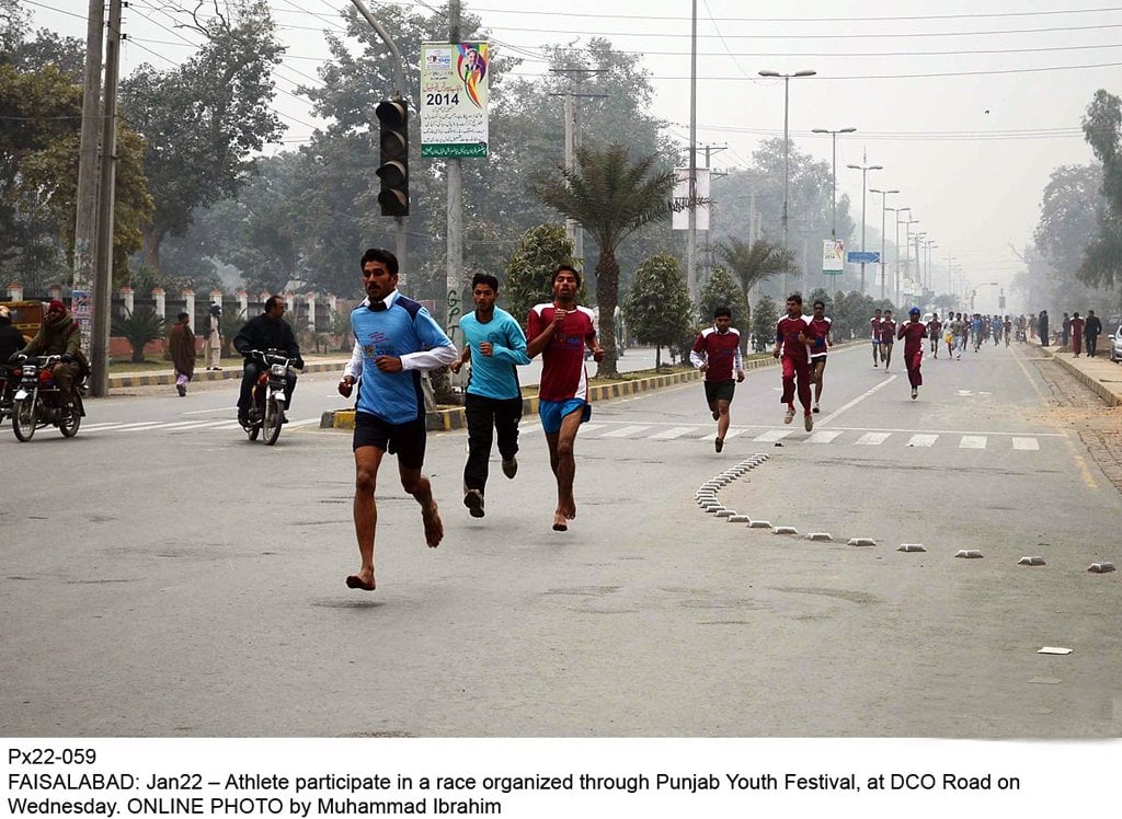 athletes taking part in a race during the punjab youth festival in faisalabad photo online