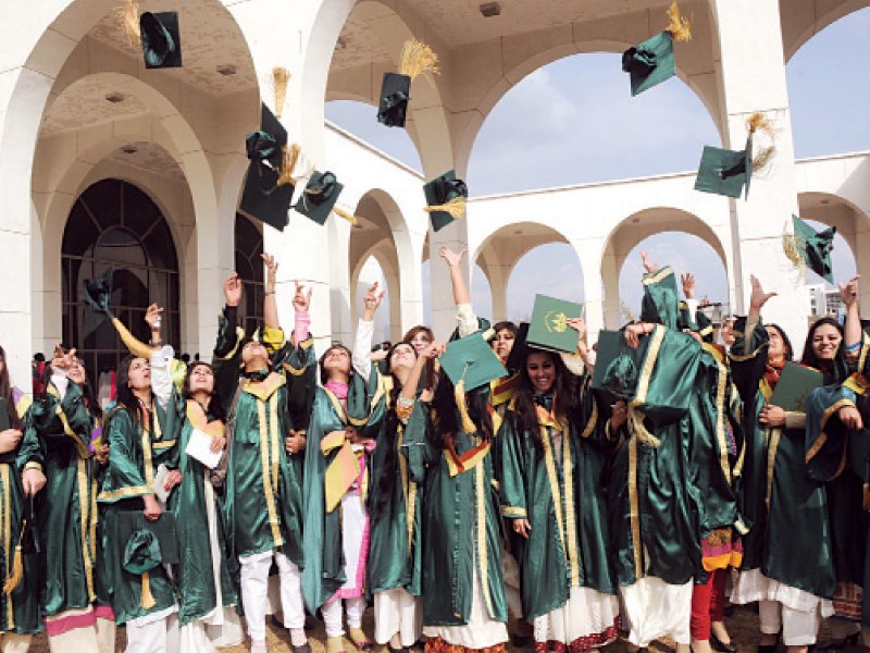 some of the graduating class celebrate their achievements photo waseem nazir express