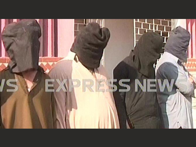 express news screengrab of the suspects arrested by rangers during the operation in karachi