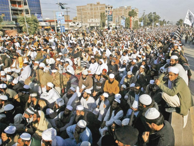 protest rally fazl calls for truce proposes jirga to begin talks protest rally fazl calls for truce proposes jirga to begin talks