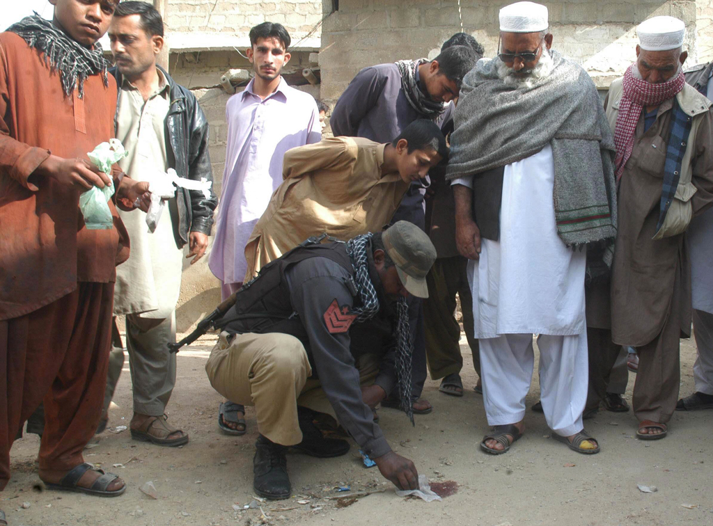 police official collecting evidence photo rashid ajmeri express