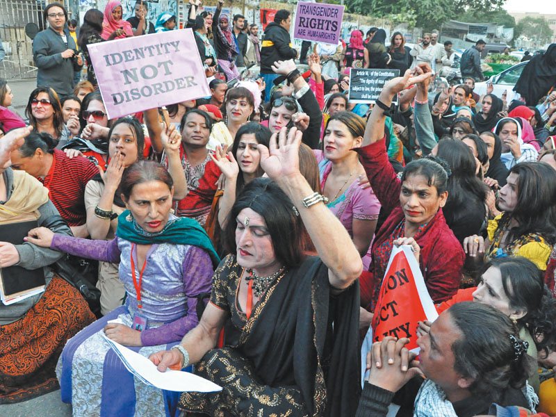 transgender and social activists protest the discriminatory attitudes of government and civic authorities the members demand the implementation of the two per cent job quota promised to them by the governemnt photo courtesy gender interactive alliance
