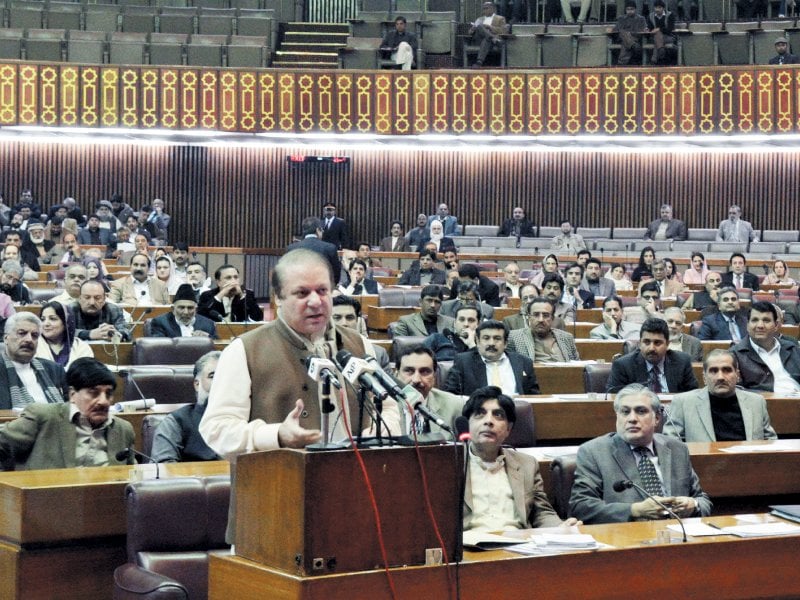 pm nawaz addresses the national assembly photo afp