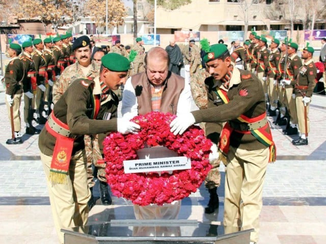 prime minister lays floral wreath at the yadgar e shohada during his visit to quetta on january 30 2014 photo ppi prime minister lays floral wreath at the yadgar e shohada during his visit to quetta on january 30 2014 photo ppi