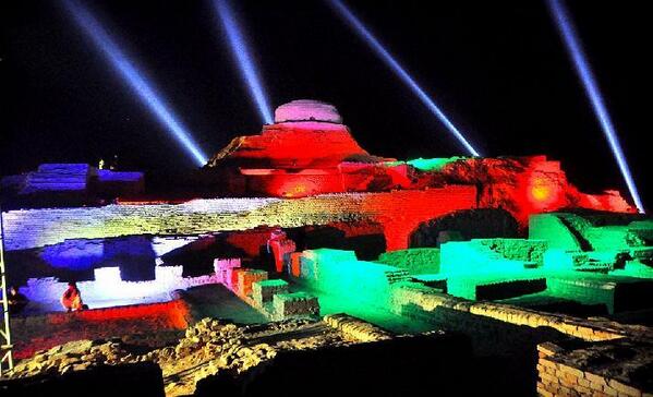 moenjo daro ruins lit up ahead of the opening ceremony photo app file