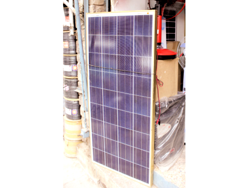 a solar panel displayed at a shop in rawalpindi photo waqas naeem