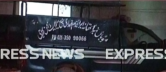 the police van of ibrahim hyderi police which was attacked on monday evening photo express the police van of ibrahim hyderi police which was attacked on monday evening photo express