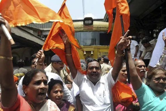 file photo of shiv sena workers photo afp file file photo of shiv sena workers photo afp file