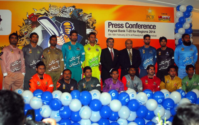 captains of the teams participating in the faysal bank twenty20 tournament line up at the launch ceremony photo publicity