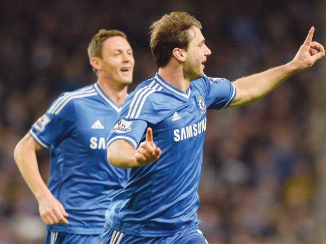 chelsea hit the woodwork on three occasions but branislav ivanovic s vicious strike proved to be the decider as they moved level on points with city at 53 photo afp chelsea hit the woodwork on three occasions but branislav ivanovic s vicious strike proved to be the decider as they moved level on points with city at 53 photo afp