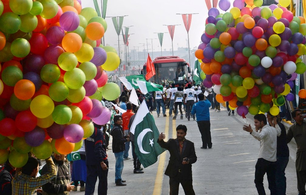 the launch of the metro bus system in lahore photo afp