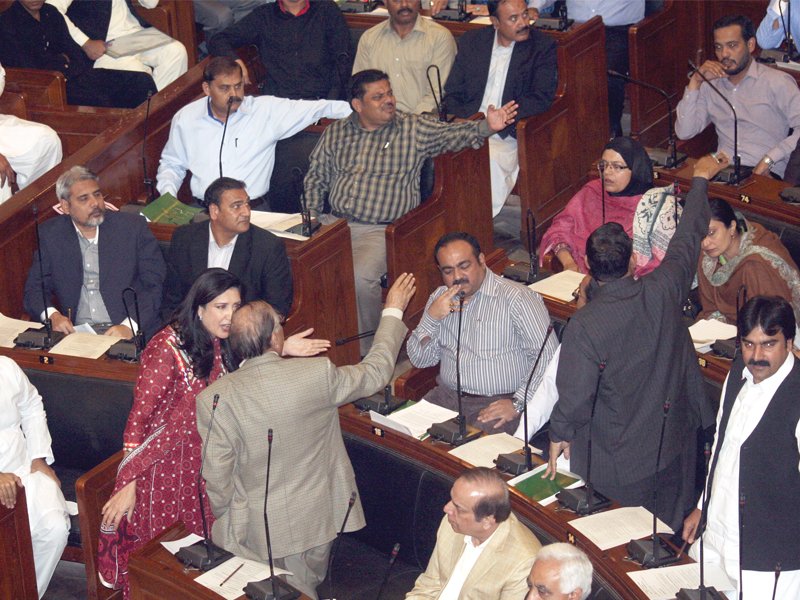 lawmakers spent the entire session on tuesday bickering over a privilege motion moved by mqm mpas photo athar khan express