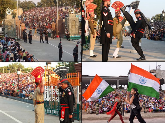 why is the wagah border ceremony a competition of nationalism