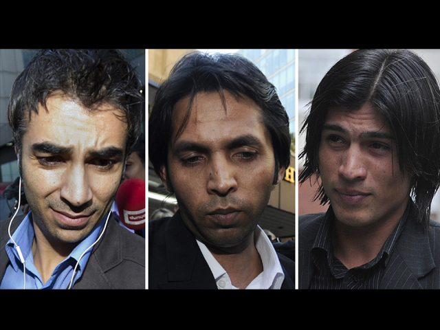 salman butt l mohammad asif c and mohammad aamir r were sentenced on february 5 2011 photo afp file