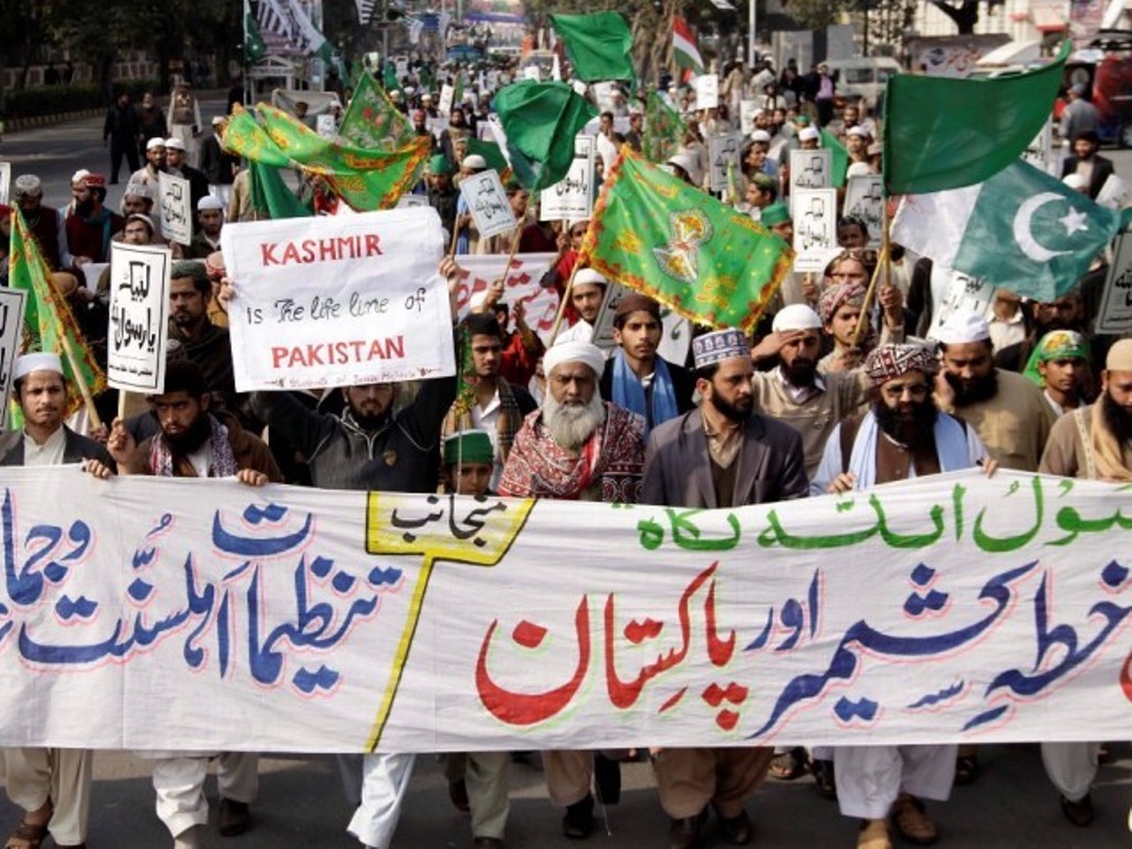 members of a religious party hold a rally to express solidarity with kashmir on kashmir solidarity day photo shafiq malik