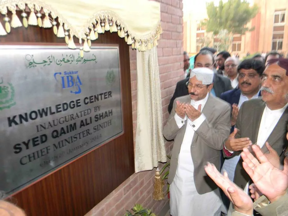 sindh chief minister syed qaim ali shah along with leader of the opposition in the national assembly syed khurshid shah inaugurating the knowledge centre at iba sukkur on january 26 2014 photo iba sukkur facebook sindh chief minister syed qaim ali shah along with leader of the opposition in the national assembly syed khurshid shah inaugurating the knowledge centre at iba sukkur on january 26 2014 photo iba sukkur facebook