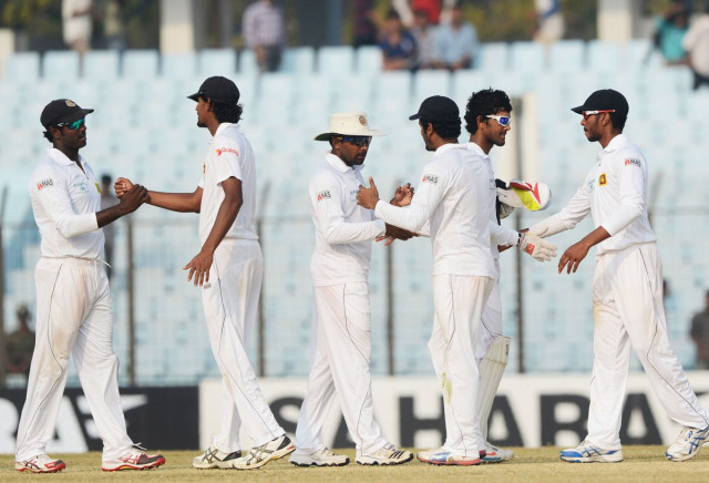 sri lankan and bangladeshi players shake hands after the match ended on saturday photo afp sri lankan and bangladeshi players shake hands after the match ended on saturday photo afp