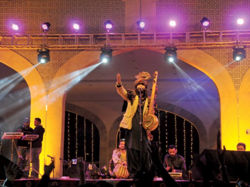 fahim allan son of allan fakir was among the performers who entertained the audience at sindh festival s sufi night photo mohammad noman express