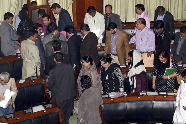 members of muttahida qaumi movement led by the leader of the opposition in the sindh assembly faisal subzwari walkout of the session on monday photo rashid ajmeri express members of muttahida qaumi movement led by the leader of the opposition in the sindh assembly faisal subzwari walkout of the session on monday photo rashid ajmeri express