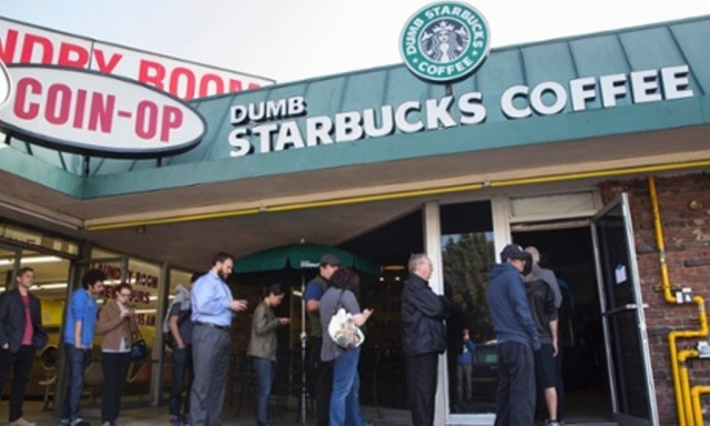 people line up outside dumb starbucks a parody store of the starbucks coffee chain in los angeles photo reuters people line up outside dumb starbucks a parody store of the starbucks coffee chain in los angeles photo reuters
