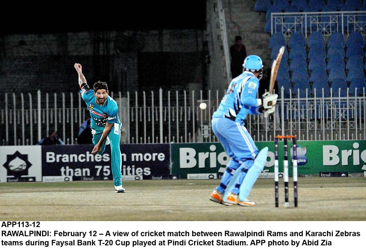 karachi zebras beat hosts rawalpindi rams by five wickets in their faysal bank t20 cup group b match to move into last eight photo app