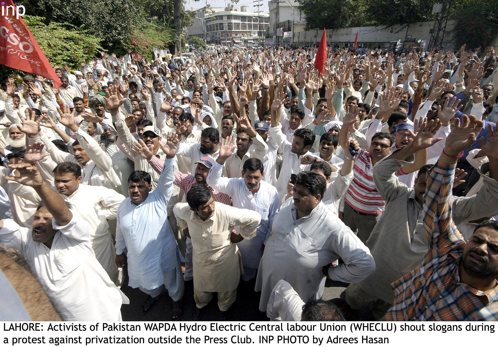 all pakistan wapda hydro electric workers union and the hyderabad electric supply company s officers union held protest demonstrations in all the districts of hyderabad and mirpurkhas divisions on wednesday photo inp file