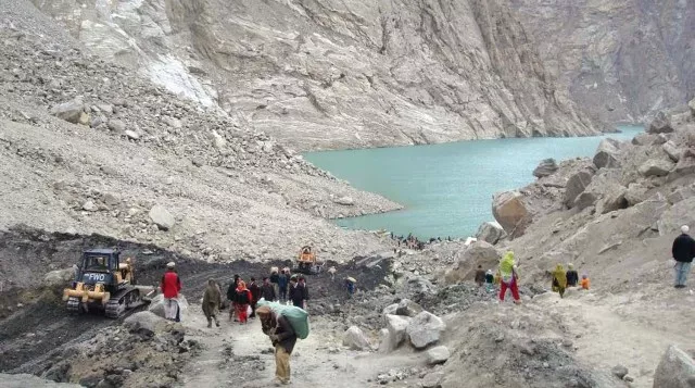 slopes giving way expected to block hunza river drowning settlements in its wake photo file slopes giving way expected to block hunza river drowning settlements in its wake photo file