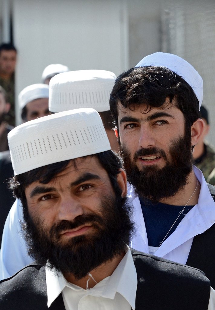 afghan detainees waiting to be released from bagram prison photo afp