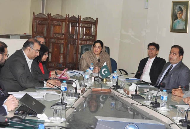 state minister for it and telecom anusha rahman chairing a meeting to review the draft of prevention of electronic crime bill 2014 has been prepared to counter cyber crimes photo pid