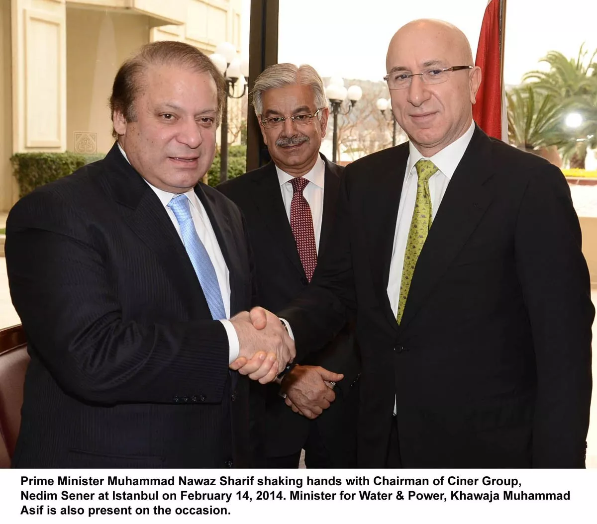 prime minister nawaz sharif greets ciner group chairman nedim sener in istanbul on friday with minister for water and power khawaja asif in attendance photo pid prime minister nawaz sharif greets ciner group chairman nedim sener in istanbul on friday with minister for water and power khawaja asif in attendance photo pid
