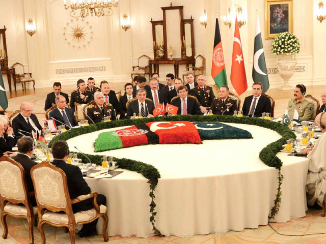 prime minister nawaz sharif afghan president hamid karzai and turkish president abdullah gul along with delegates at the trilateral summit photo ppi prime minister nawaz sharif afghan president hamid karzai and turkish president abdullah gul along with delegates at the trilateral summit photo ppi