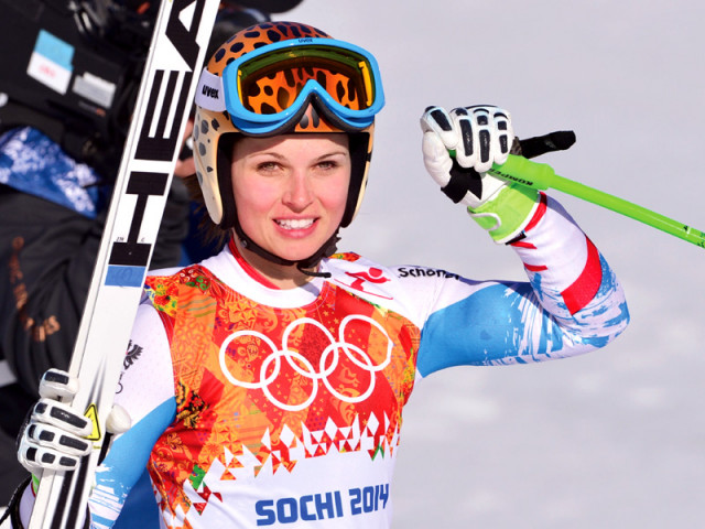 austria s anna fenninger reacts after the women s alpine skiing super g at the rosa khutor alpine center during the sochi winter olympics photo afp austria s anna fenninger reacts after the women s alpine skiing super g at the rosa khutor alpine center during the sochi winter olympics photo afp