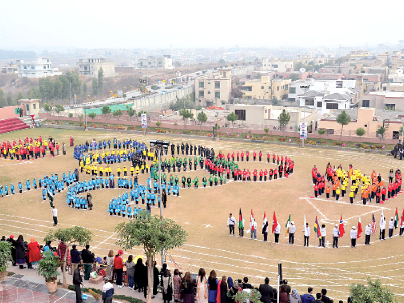 the event kicked off with participating students marching in colourful formations photo express