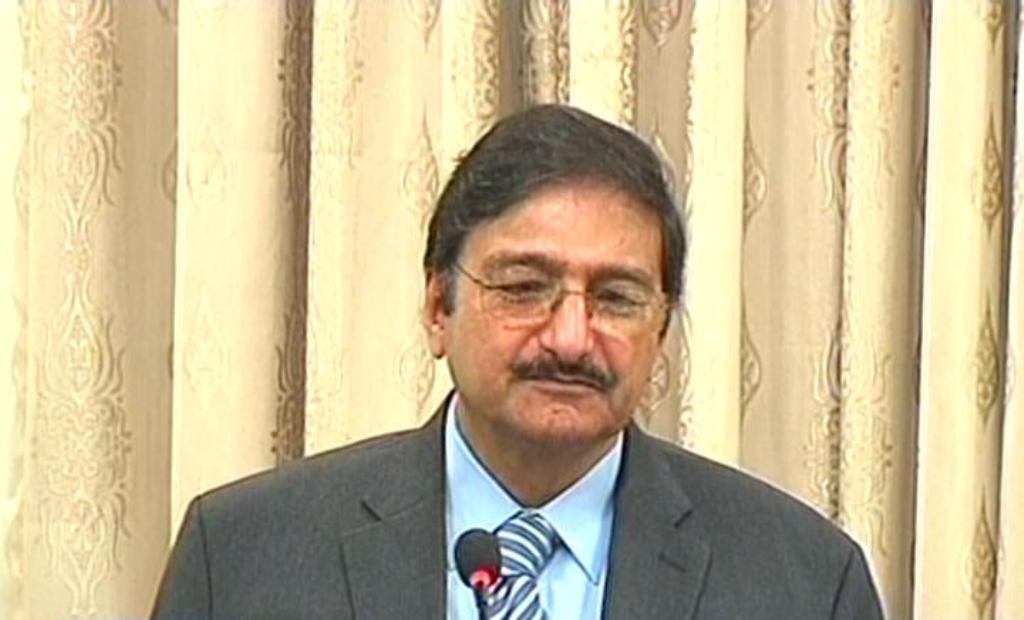 express news screengrab of former pcb chairperson zaka ashraf addressing the gathering in lahore