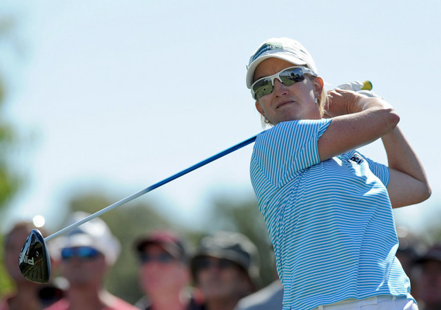 karrie webb of australia tees off during the final round of the lpga women 039 s australian open at the victoria golf club in melbourne on february 16 2014 photo afp karrie webb of australia tees off during the final round of the lpga women 039 s australian open at the victoria golf club in melbourne on february 16 2014 photo afp
