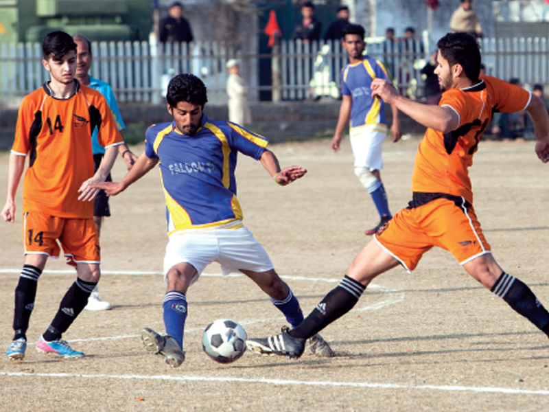 a player tries to take possession of the ball photo myra iqbal express