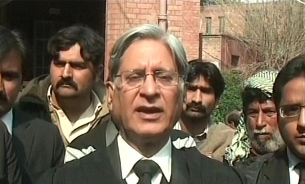 express news screengrab of senior pakistan peoples party ppp leader aitzaz ahsan