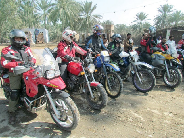 the 12 bikers arrived in sukkur and have now headed for hyderabad from where they aim to reach gwadar via karachi photo express the 12 bikers arrived in sukkur and have now headed for hyderabad from where they aim to reach gwadar via karachi photo express