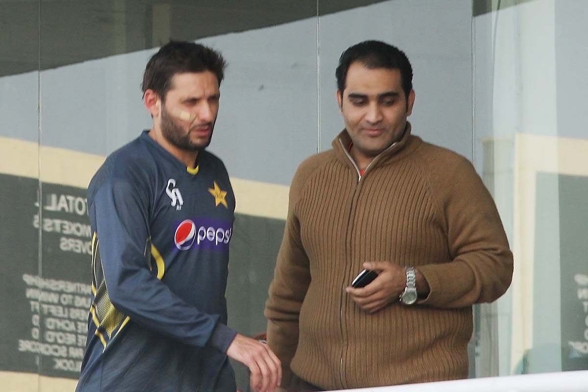 shahid afridi with a bandaid over his injury on thursday photo shafiq malik express