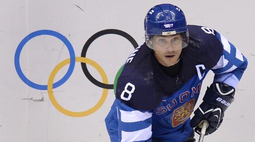 finland 039 s teemu selanne skates during the men 039 s ice hockey play offs quarterfinals match between finland and russia at the bolshoy ice dome during the sochi winter olympics on february 19 2014 photo afp