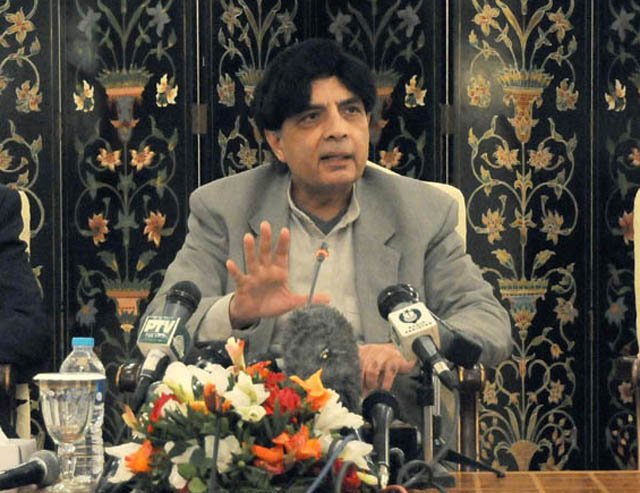 interior minister chaudhry nisar ali khan addressing a press conference on fenruary 20 2014 photo pid