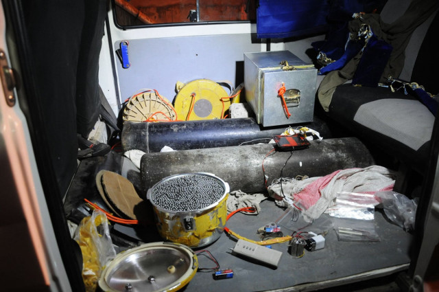 the explosives recovered from a car seized by law enforcers photo mohammad noman express the explosives recovered from a car seized by law enforcers photo mohammad noman express