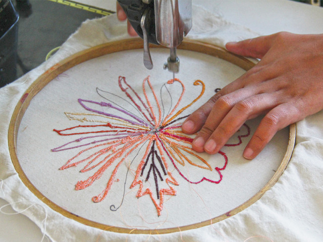 the institute s students are hard workers a student in the embroidery class works on her motif above photo ayesha mir express the institute s students are hard workers a student in the embroidery class works on her motif above photo ayesha mir express