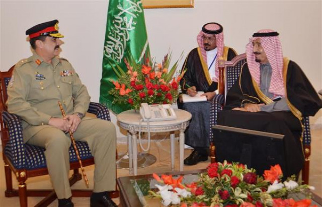 coas general raheel sharif in a meeting with saudi crown prince salman bin abdul aziz in islamabad on february 17 2014 photo ispr