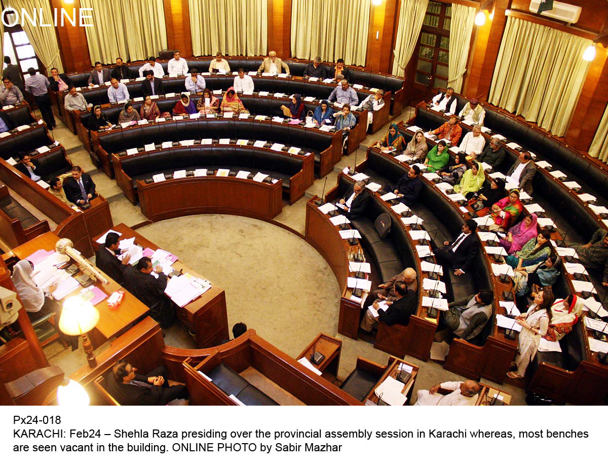 sindh assembly with many members from both the treasury and opposition benches missing photo online